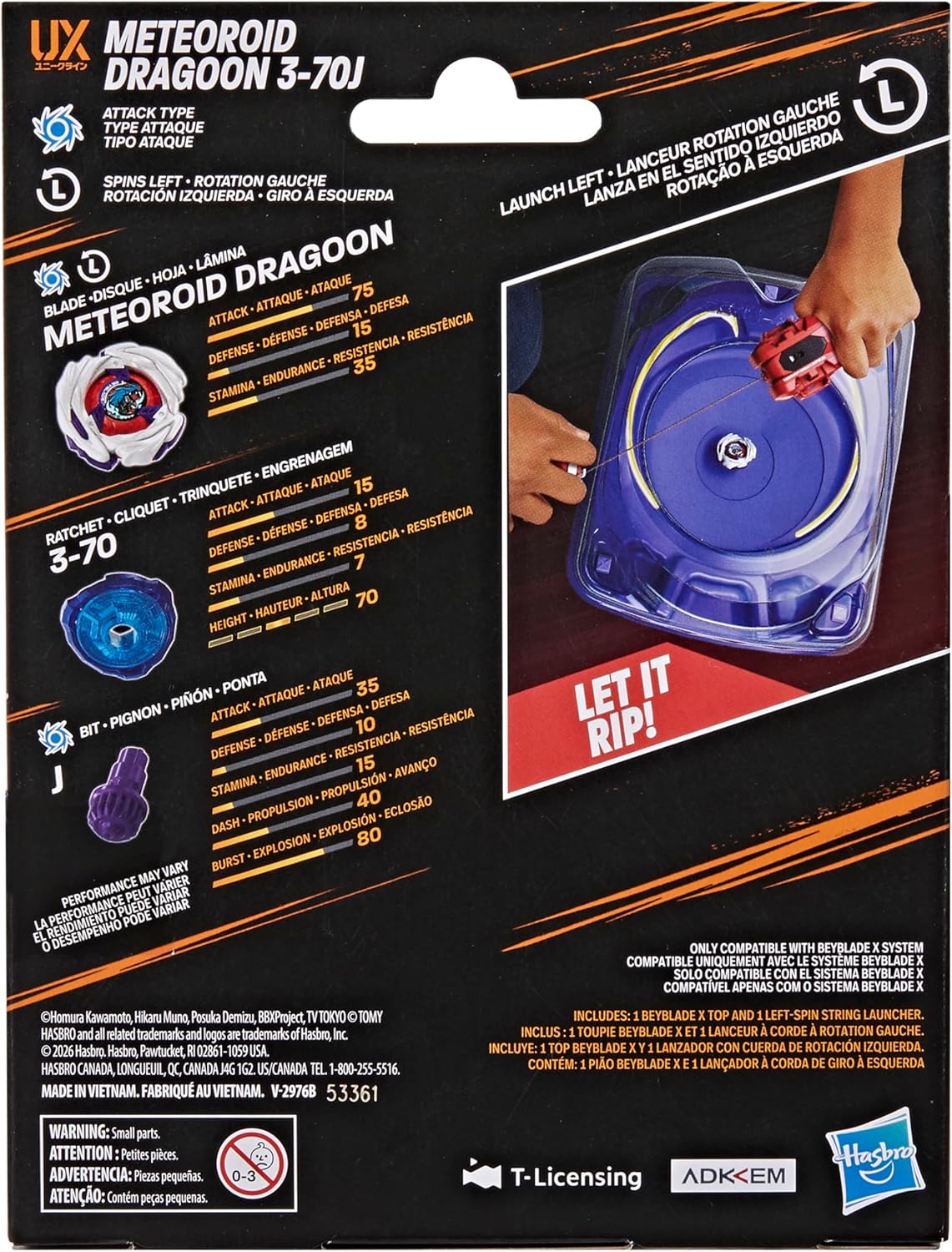 Hasbro BEYBLADE X Meteoroid Dragoon 3-70J – Deluxe Left Spin String Launcher Set